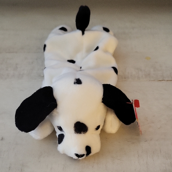 Ty Other - Ty Beanie Baby "Dotty" Dalmatian Plush Toy - Black and White